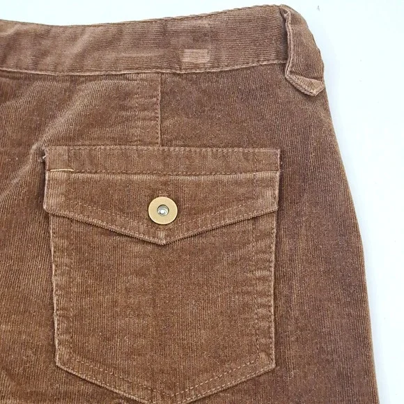 Eddie Bauer Corduroy Skirt Womens 12 Brown Back Pockets Knee Length A Line Flare - Picture 10 of 12